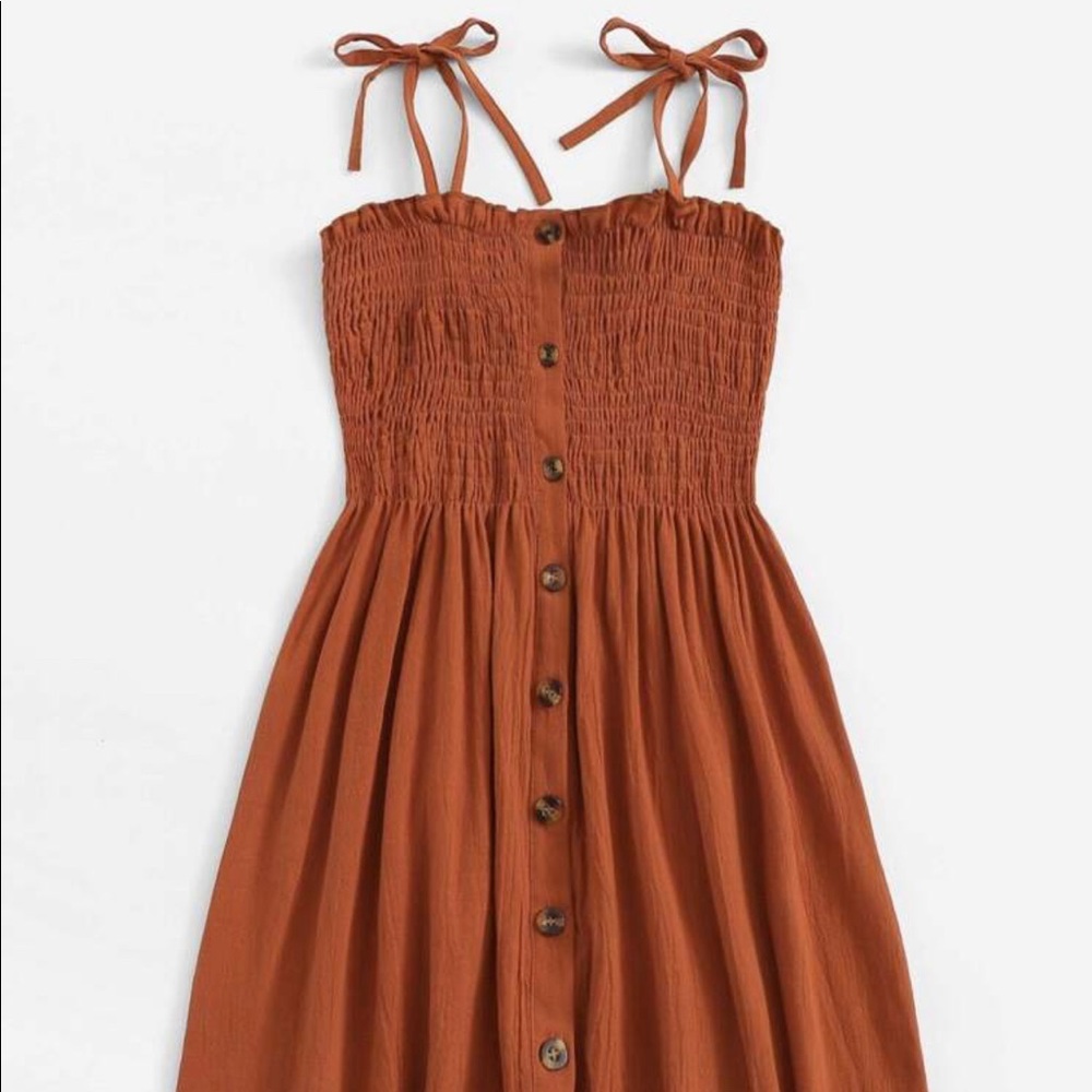 Burnt Orange Smock Dress